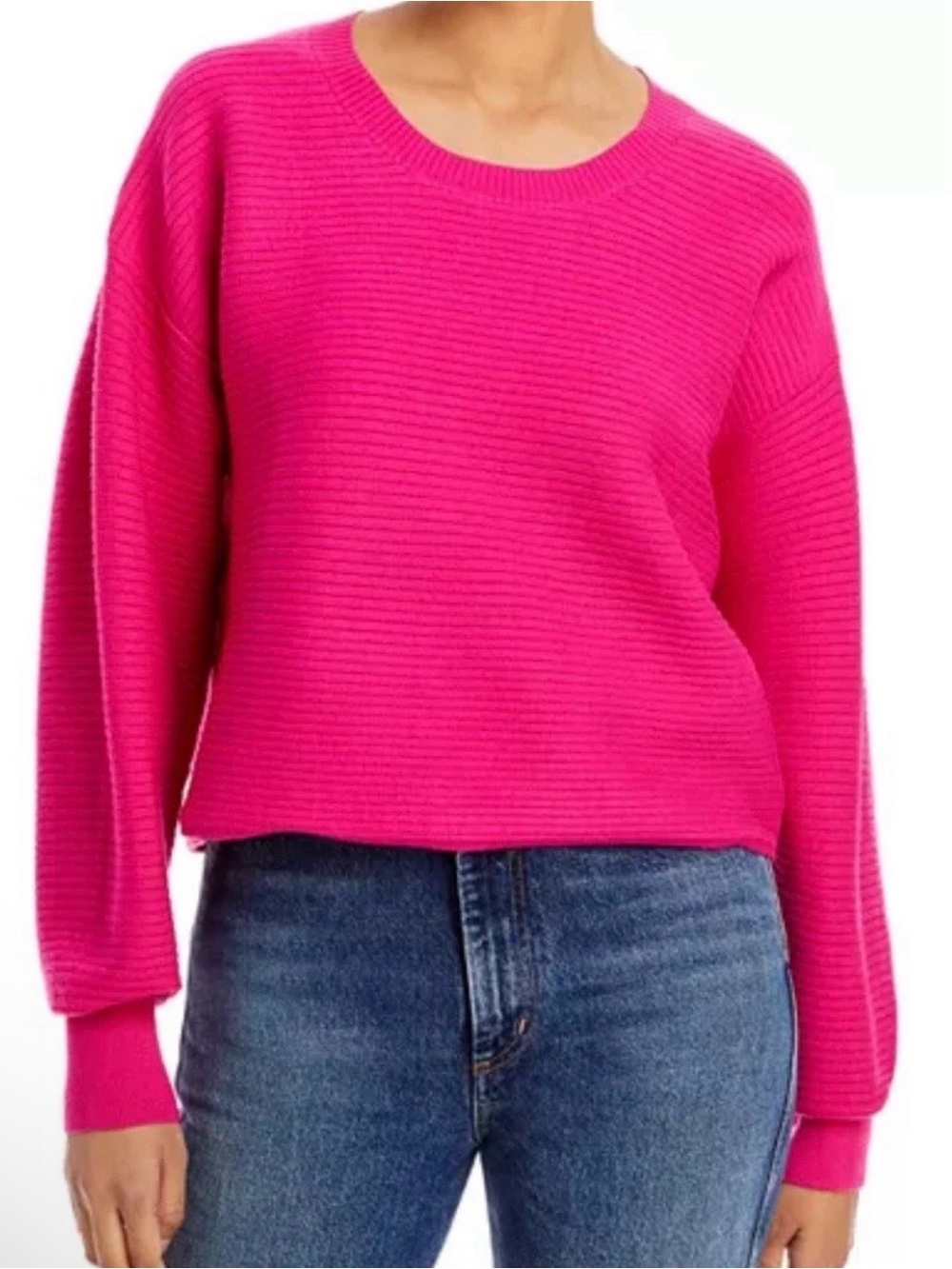 Good American Pink Crew Ribbed Pullover Sweater Size 5/ 2XL NWT